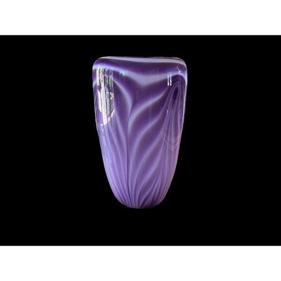Dehanna Jones Seattle Art Glass Artist Purple Vase - Mid Century Linear Design - Picture 3 of 14